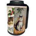 3dRose Andrea Haase Christmas Vintage - Vintage cat Christmas illustration - Can Cooler Bottle Wrap (cc_262947)
