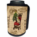 3dRose Andrea Haase Christmas Vintage - Nostalgic Christmas cat illustration with text - Can Cooler Bottle Wrap (cc_262951)