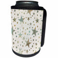 3dRose Andrea Haase Christmas Pattern - Christmas allover pattern with patchwork stars in beige and teal - Can Cooler Bottle Wrap (cc_262952)