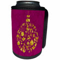3dRose Andrea Haase Christmas Glamour - Christmas bauble filled with a pattern of xmas ornaments gold - Can Cooler Bottle Wrap (cc_262959)