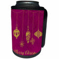 3dRose Andrea Haase Christmas Glamour - Christmas ornaments gold on red with text Merry Christmas - Can Cooler Bottle Wrap (cc_262960)