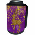 3dRose Andrea Haase Christmas Glamour - Purple watercolor background with deer and golden bokeh pattern - Can Cooler Bottle Wrap (cc_262966)