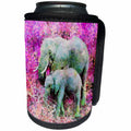 3dRose Andrea Haase Animals Illustration - Elephant mother and baby illustration in pink colors - Can Cooler Bottle Wrap (cc_262967)