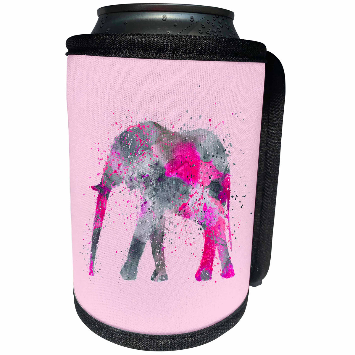 3dRose Andrea Haase Animals Illustration - Pink watercolor elephant artwork - Can Cooler Bottle Wrap (cc_262970)