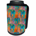 3dRose Andrea Haase Animals Illustration - Ethnic inspired elephant pattern in orange and turquoise - Can Cooler Bottle Wrap (cc_262979)