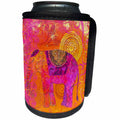 3dRose Andrea Haase Animals Illustration - Ethnic inspired elephant painting in orange and pink - Can Cooler Bottle Wrap (cc_262980)