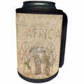3dRose Andrea Haase Animals Illustration - Elephant vintage style in sepia, Spirit of Africa writing - Can Cooler Bottle Wrap (cc_262983)
