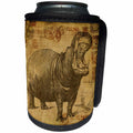 3dRose Andrea Haase Animals Illustration - Vintage hippo illustration - Can Cooler Bottle Wrap (cc_262989)