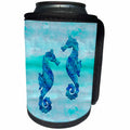 3dRose Andrea Haase Animals Illustration - Seahorses couple blue ink - Can Cooler Bottle Wrap (cc_262994)