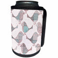 3dRose Andrea Haase Animals Illustration - Bird illustration patchwork pattern teal and beige - Can Cooler Bottle Wrap (cc_262999)
