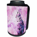3dRose Andrea Haase Animals Illustration - Purple and pink watercolor cat illustration - Can Cooler Bottle Wrap (cc_263001)