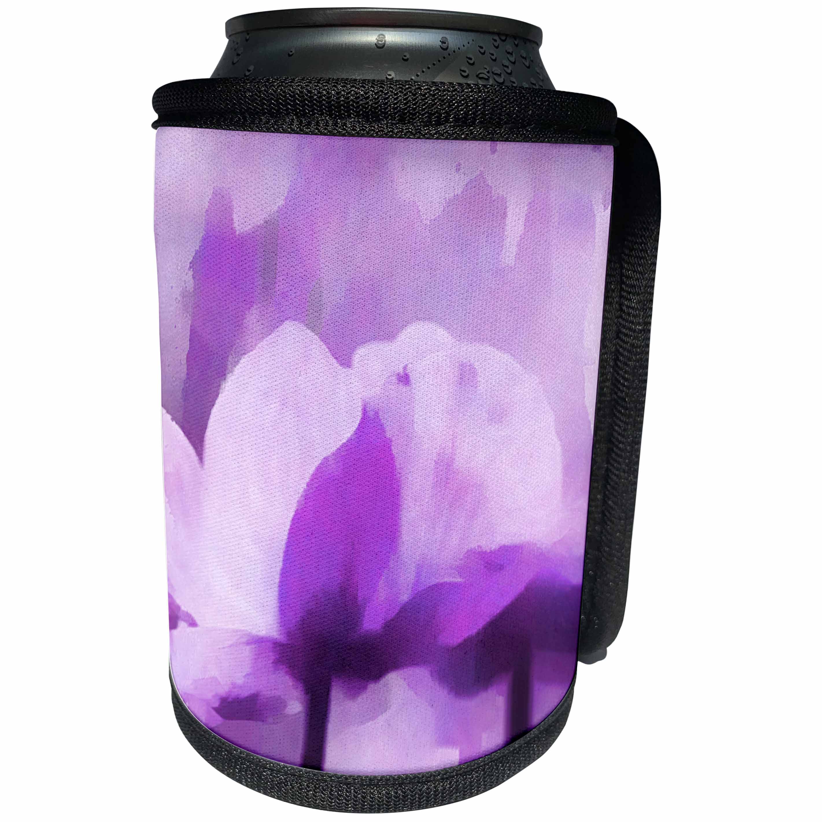 3dRose Andrea Haase Illustration Floral - Mixed media art purple anemone flower illustration - Can Cooler Bottle Wrap (cc_263006)