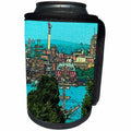 3dRose Sandy Mertens Connecticut - City of New London Cartoon on Canvas - Can Cooler Bottle Wrap (cc_26301)