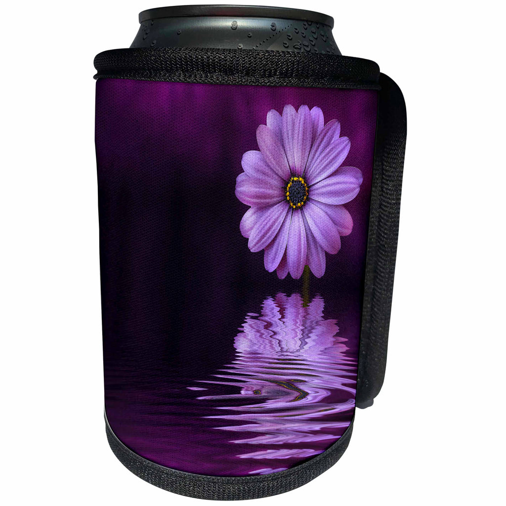 3dRose Andrea Haase Nature Photography - Purple gerbera daisy reflecting in water - Can Cooler Bottle Wrap (cc_263029)