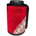 3dRose Uta Naumann Vintage Lace Collection - Floral White Lace with Ribbon and Pearl on Red Vintage Background - Can Cooler Bottle Wrap (cc_263052)