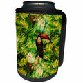 3dRose Uta Naumann Watercolor Illustration Animal - Tropical Grunge Watercolor Pattern with Exotic Bird in Jungle - Can Cooler Bottle Wrap (cc_263086)