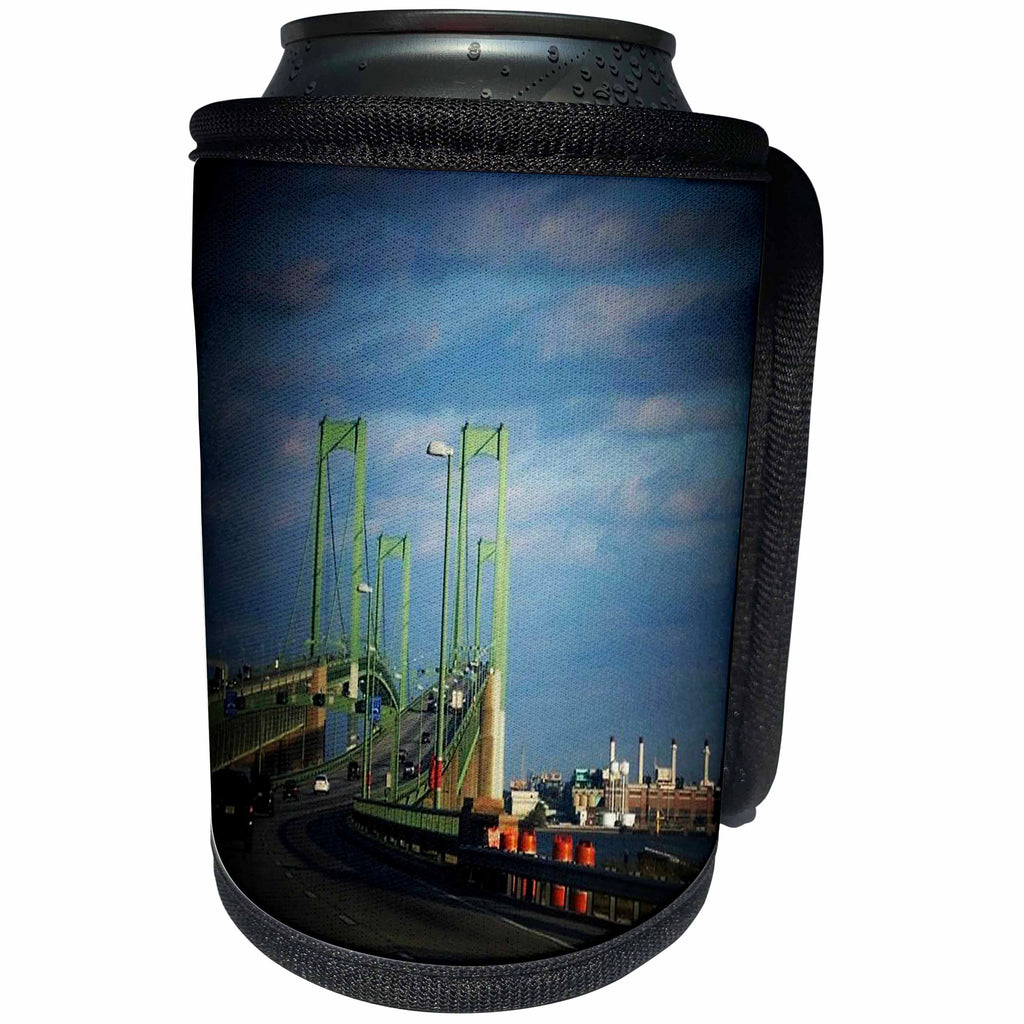 3dRose Sandy Mertens State of Delaware - Delaware Memorial Bridge spotlight - Can Cooler Bottle Wrap (cc_26309)