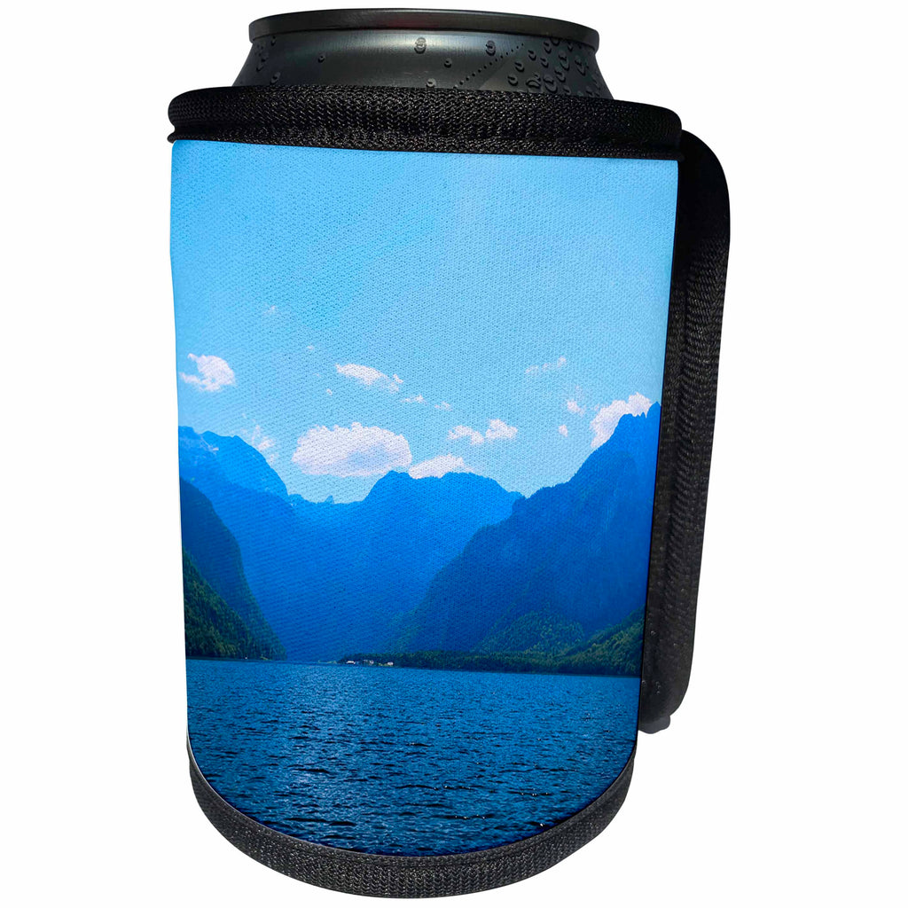 3dRose Uta Naumann Photography Landscapes - Blue Wonderful Landscapes with Mountains and Lake in the Alpes - Can Cooler Bottle Wrap (cc_263096)