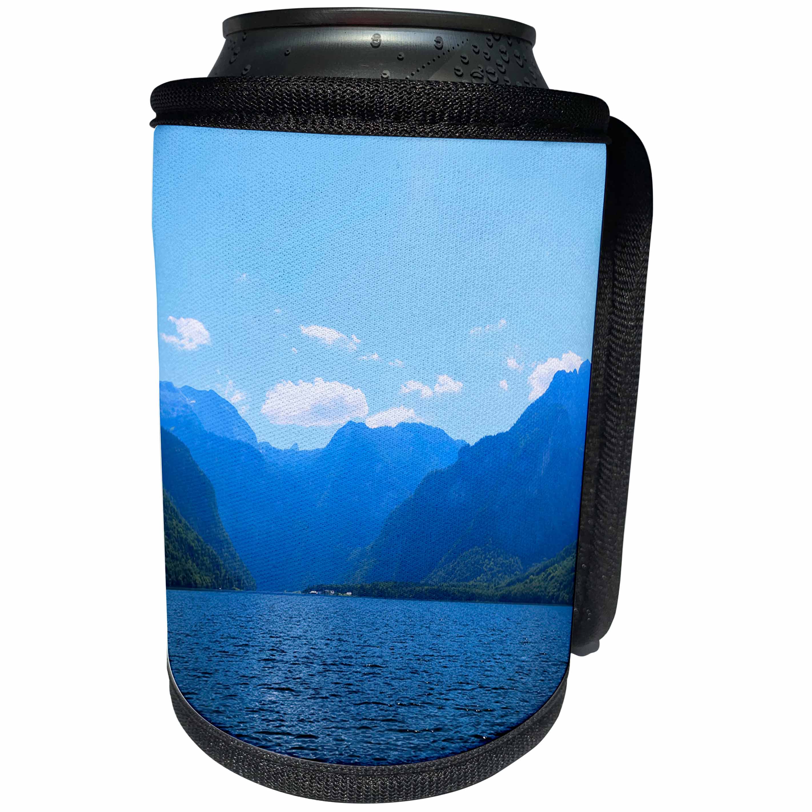3dRose Uta Naumann Photography Landscapes - Blue Wonderful Landscapes with Mountains and Lake in the Alpes - Can Cooler Bottle Wrap (cc_263096)
