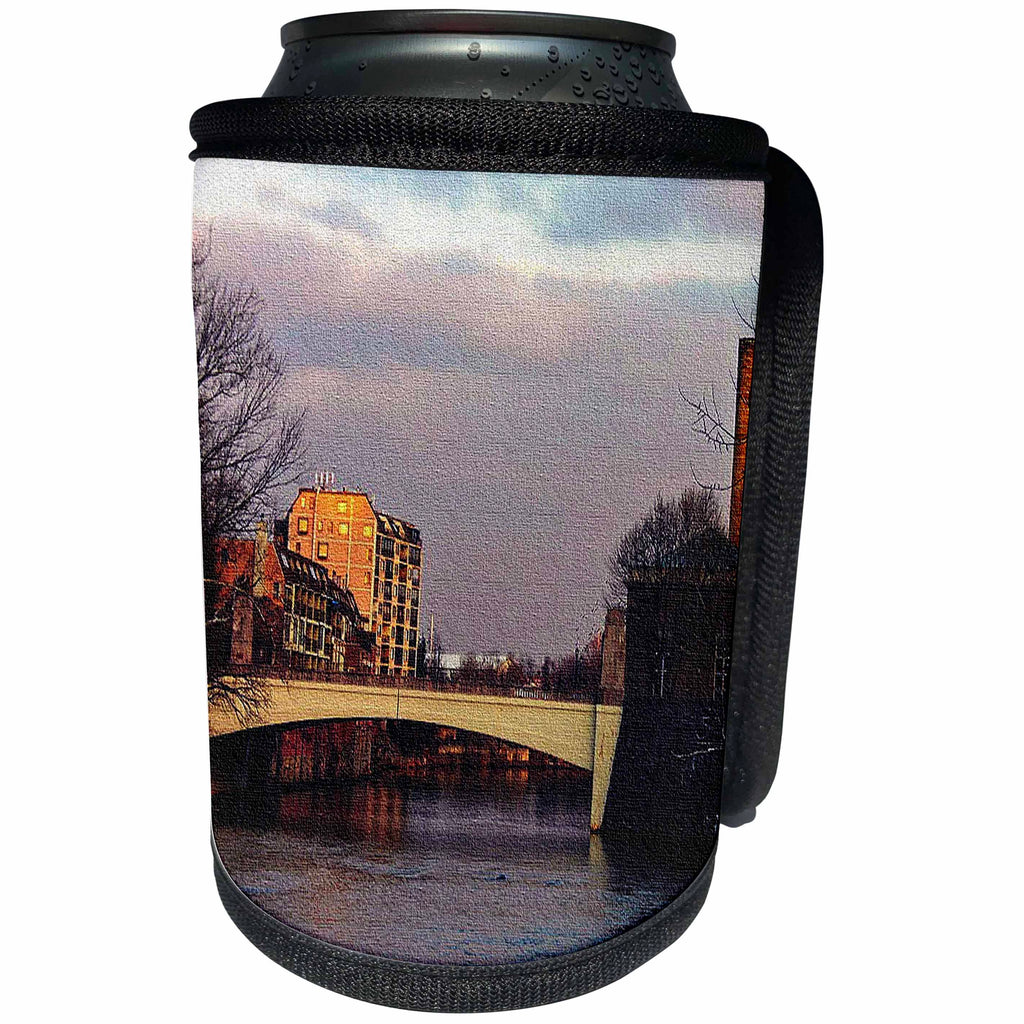 3dRose Sandy Mertens State of Delaware - North Market St Bridge Wilmington on Canvas - Can Cooler Bottle Wrap (cc_26310)