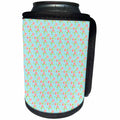 3dRose Uta Naumann Watercolor Pattern - Pink Rose Pattern on Aqua Background - Can Cooler Bottle Wrap (cc_263130)