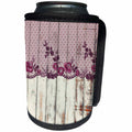 3dRose Uta Naumann Vintage Lace Collection - Floral Burgundy Lace with Polka Dots On A Wooden Motif Background - Can Cooler Bottle Wrap (cc_263138)