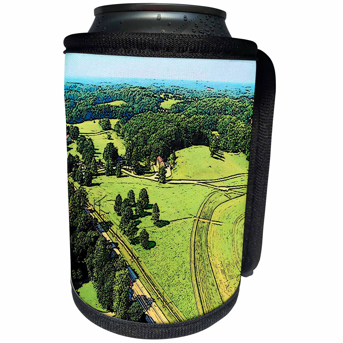 3dRose Sandy Mertens State of Delaware - Chateau Country cartoon - Can Cooler Bottle Wrap (cc_26314)