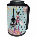 3dRose Uta Naumann Pattern - Paris Eiffel Tower and Trendy Girl With Shopping Bags Illustration - Can Cooler Bottle Wrap (cc_263140)