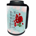 3dRose Uta Naumann Watercolor Illustration Flowers - Inspirational Quote On A Pastel Mint Background With A Red Rose - Can Cooler Bottle Wrap (cc_263146)