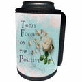 3dRose Uta Naumann Watercolor Illustration Flowers - Inspirational Quote On A Pastel Mint Background With A White Rose - Can Cooler Bottle Wrap (cc_263153)