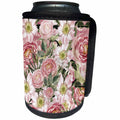 3dRose Uta Naumann Watercolor Illustration Flowers - Pink Flower Blossom Floral Watercolor Pattern - Can Cooler Bottle Wrap (cc_263156)