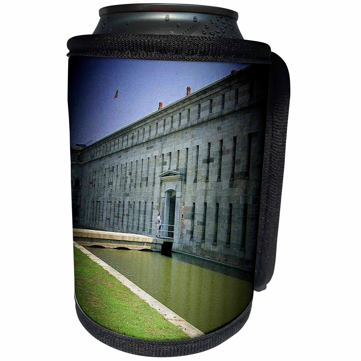 3dRose Sandy Mertens State of Delaware - Fort Delaware in New Castle County spotlight - Can Cooler Bottle Wrap (cc_26316)
