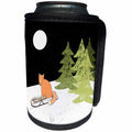 3dRose Uta Naumann Watercolor Illustration Animal - Woodland Friends-Fox Midnight Ride On A Sleigh in Wintry Snowy Forest - Can Cooler Bottle Wrap (cc_263160)