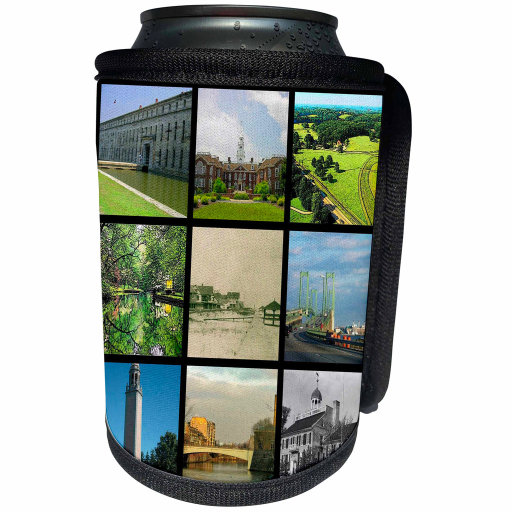 3dRose Sandy Mertens State of Delaware - Delaware State Collage - Can Cooler Bottle Wrap (cc_26317)