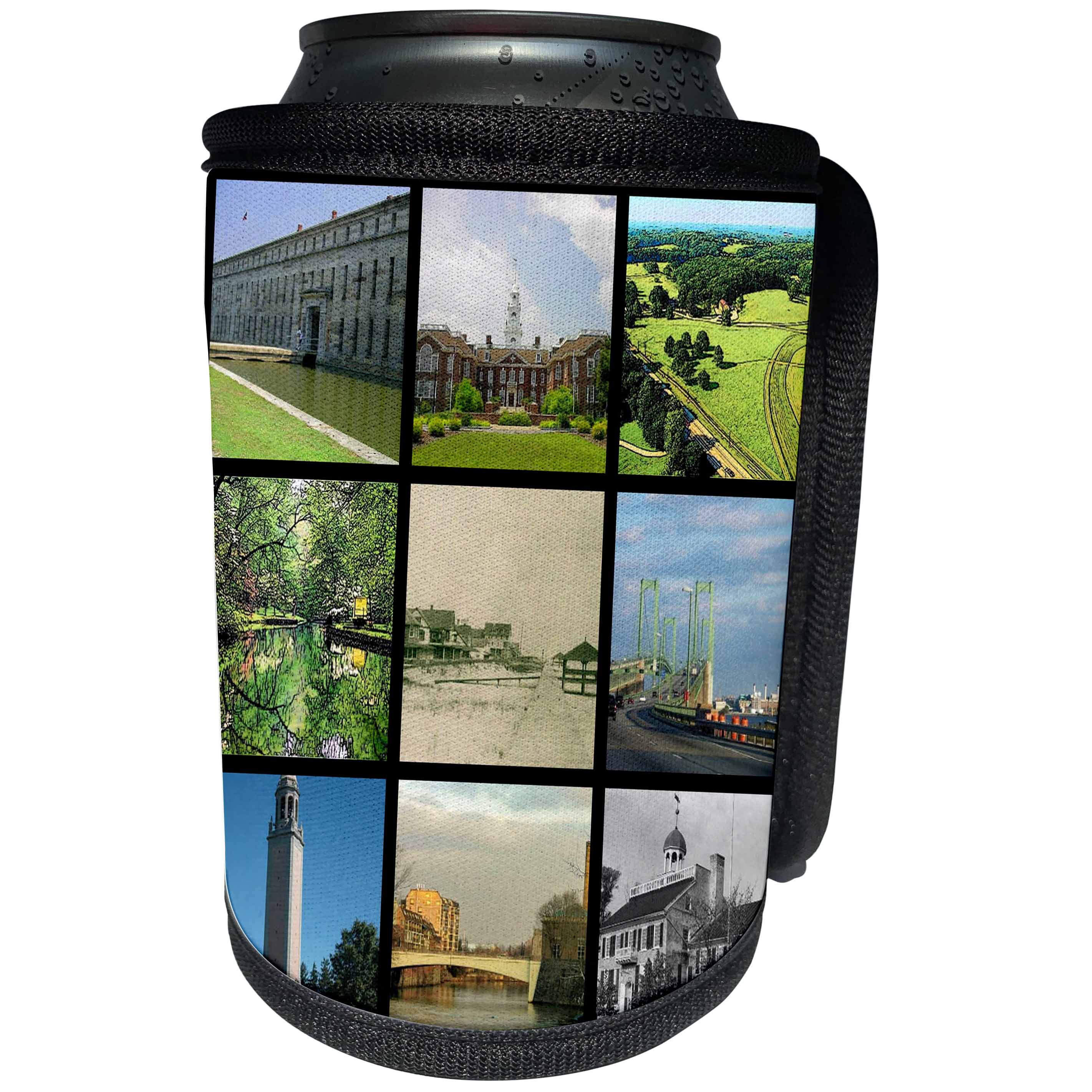 3dRose Sandy Mertens State of Delaware - Delaware State Collage - Can Cooler Bottle Wrap (cc_26317)