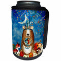 3dRose Uta Naumann Watercolor Illustration Animal - Woodland Friends-Bear With Indian Feathers In Autumn Illustration - Can Cooler Bottle Wrap (cc_263171)