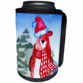 3dRose Uta Naumann Watercolor Illustration Animal - Woodland Friends-Cute Bear In the Winter Mountains - Can Cooler Bottle Wrap (cc_263172)