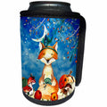 3dRose Uta Naumann Watercolor Illustration Animal - Woodland Friends-Fox With Indian Feathers In Autumn Illustration - Can Cooler Bottle Wrap (cc_263174)