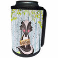 3dRose Uta Naumann Watercolor Illustration Animal - Woodland Friends- Badger in Spring Holding A Name Board - Can Cooler Bottle Wrap (cc_263184)