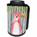 3dRose Uta Naumann Watercolor Illustration Animal - Woodland Friends- Pink Bear in Spring Holding A Name Board - Can Cooler Bottle Wrap (cc_263185)