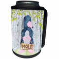 3dRose Uta Naumann Watercolor Illustration Animal - Woodland Friends- Black Mole in Spring Holding A Name Board - Can Cooler Bottle Wrap (cc_263189)