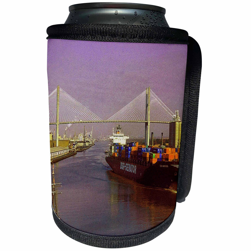 3dRose Sandy Mertens State of Georgia - Shipping in Savannah - Can Cooler Bottle Wrap (cc_26319)