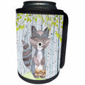 3dRose Uta Naumann Watercolor Illustration Animal - Watercolor Illustration Raccoon in Spring Holding A Name Board - Can Cooler Bottle Wrap (cc_263192)