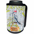 3dRose Uta Naumann Watercolor Illustration Animal - Watercolor Illustration Wood Pecker Holding A Name Board - Can Cooler Bottle Wrap (cc_263209)