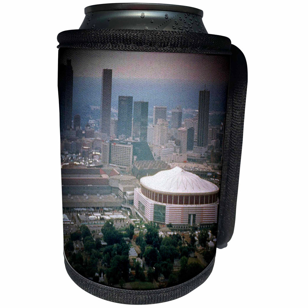 3dRose Sandy Mertens State of Georgia - Atlanta Skyline with Sports Complexes spotlight - Can Cooler Bottle Wrap (cc_26322)