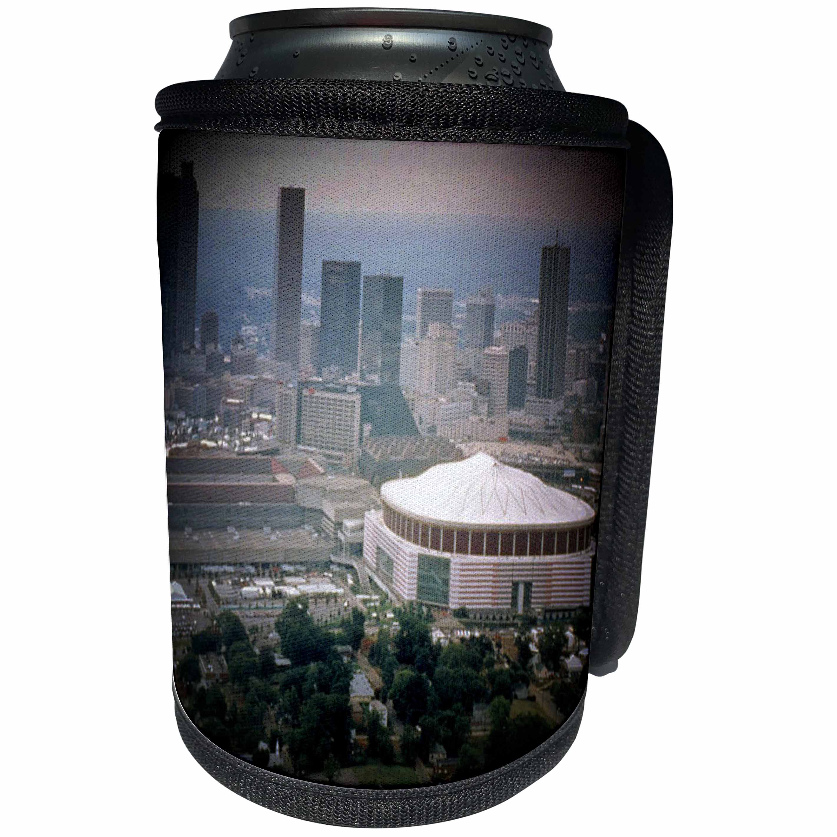 3dRose Sandy Mertens State of Georgia - Atlanta Skyline with Sports Complexes spotlight - Can Cooler Bottle Wrap (cc_26322)