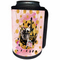 3dRose Uta Naumann Watercolor Illustration - Paris Eiffel Tower and Elegant Shopping Girl With Gold Glitter - Can Cooler Bottle Wrap (cc_263221)