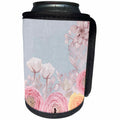 3dRose Uta Naumann Watercolor Illustration Flowers - Watercolor Pastel Flowers On A Light Grey Background - Can Cooler Bottle Wrap (cc_263227)