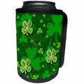 3dRose Saint Patty Day - Clover green background fun holiday print - Can Cooler Bottle Wrap (cc_263239)