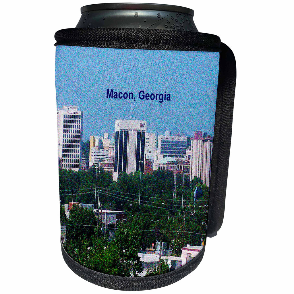 3dRose Sandy Mertens State of Georgia - Downtown Macon textured - Can Cooler Bottle Wrap (cc_26324)